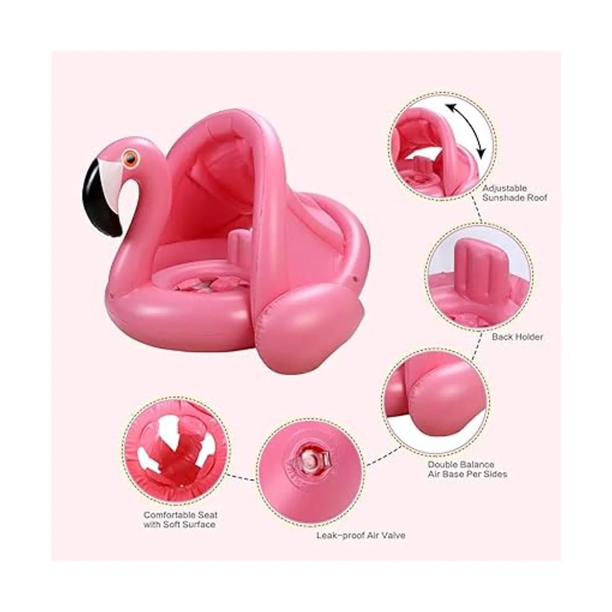 Flotador de piscina para bebés con toldo anillo de_5