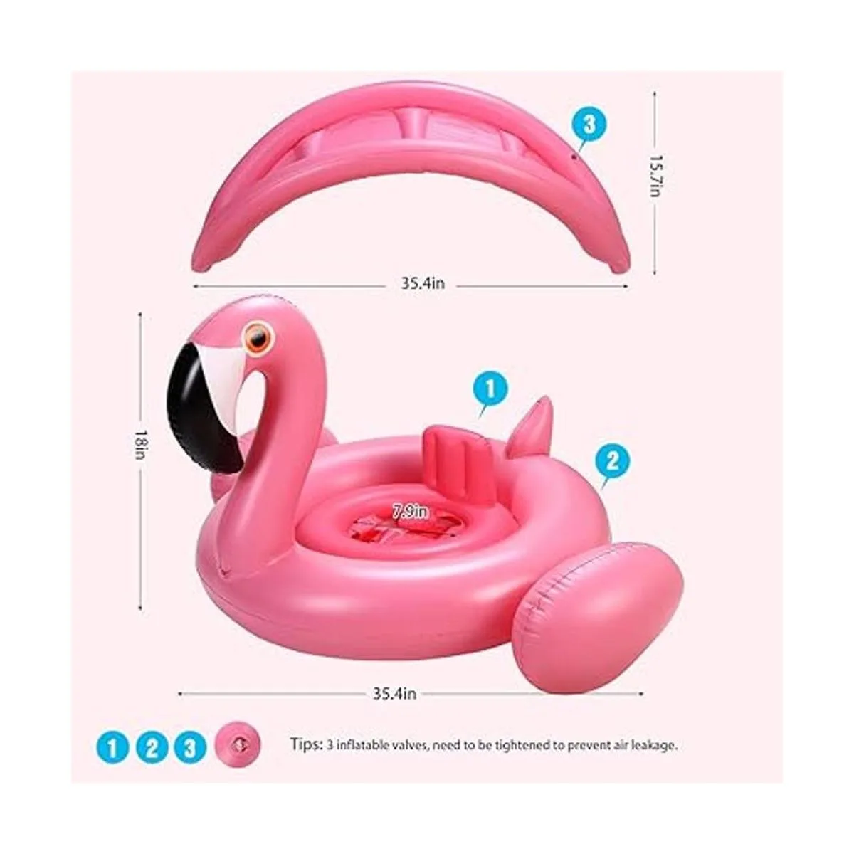 Flotador de piscina para bebés con toldo anillo de_6