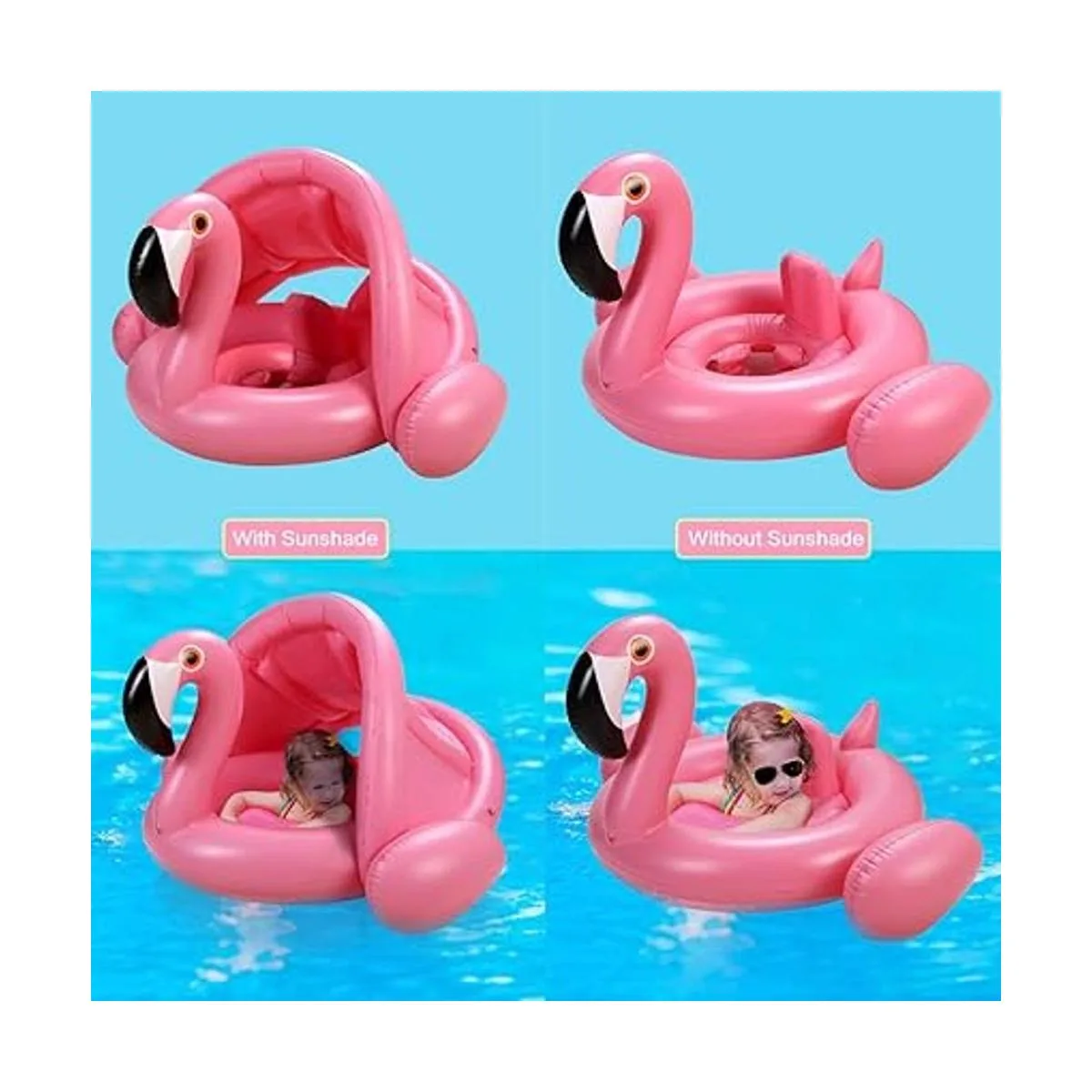 Flotador de piscina para bebés con toldo anillo de_7