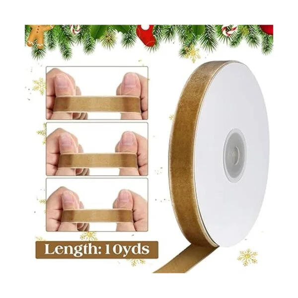 3 rollos de cinta de terciopelo vintage de Navidad cinta_2