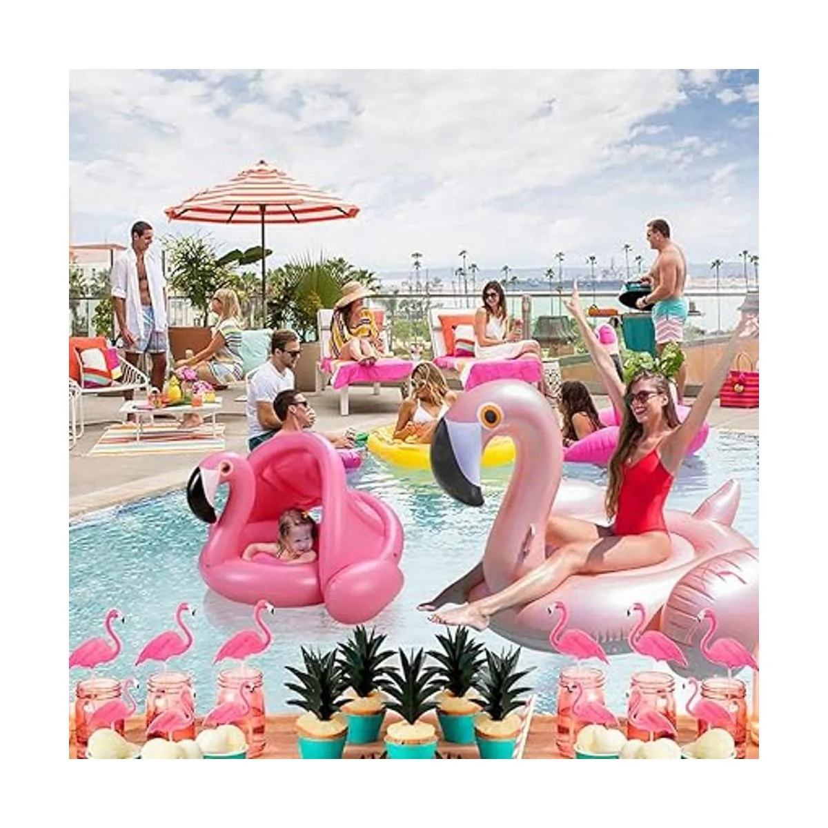 Flotador de piscina para bebés con toldo anillo de_3