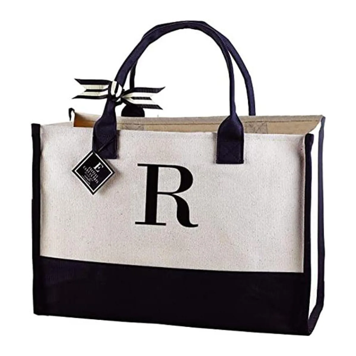 Mud Pie Bolsas de lona clásicas con iniciales en blanco y_1