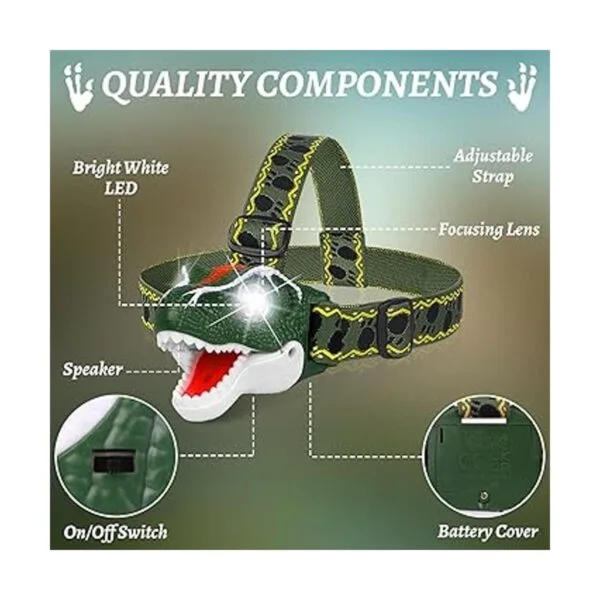 Faros delanteros de dinosaurio TRex LED para niños_3