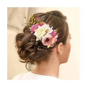 Cinaci Paquete de 4 peines laterales de metal con flores_3