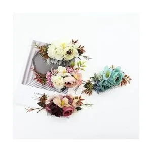 Cinaci Paquete de 4 peines laterales de metal con flores_5