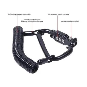 Ailelan Motorcycle Helmet Lock Cable Sleek Black Tough_2