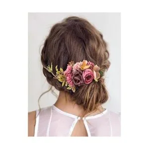 Cinaci Paquete de 4 peines laterales de metal con flores_4