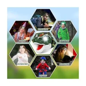 Faros delanteros de dinosaurio TRex LED para niños_4