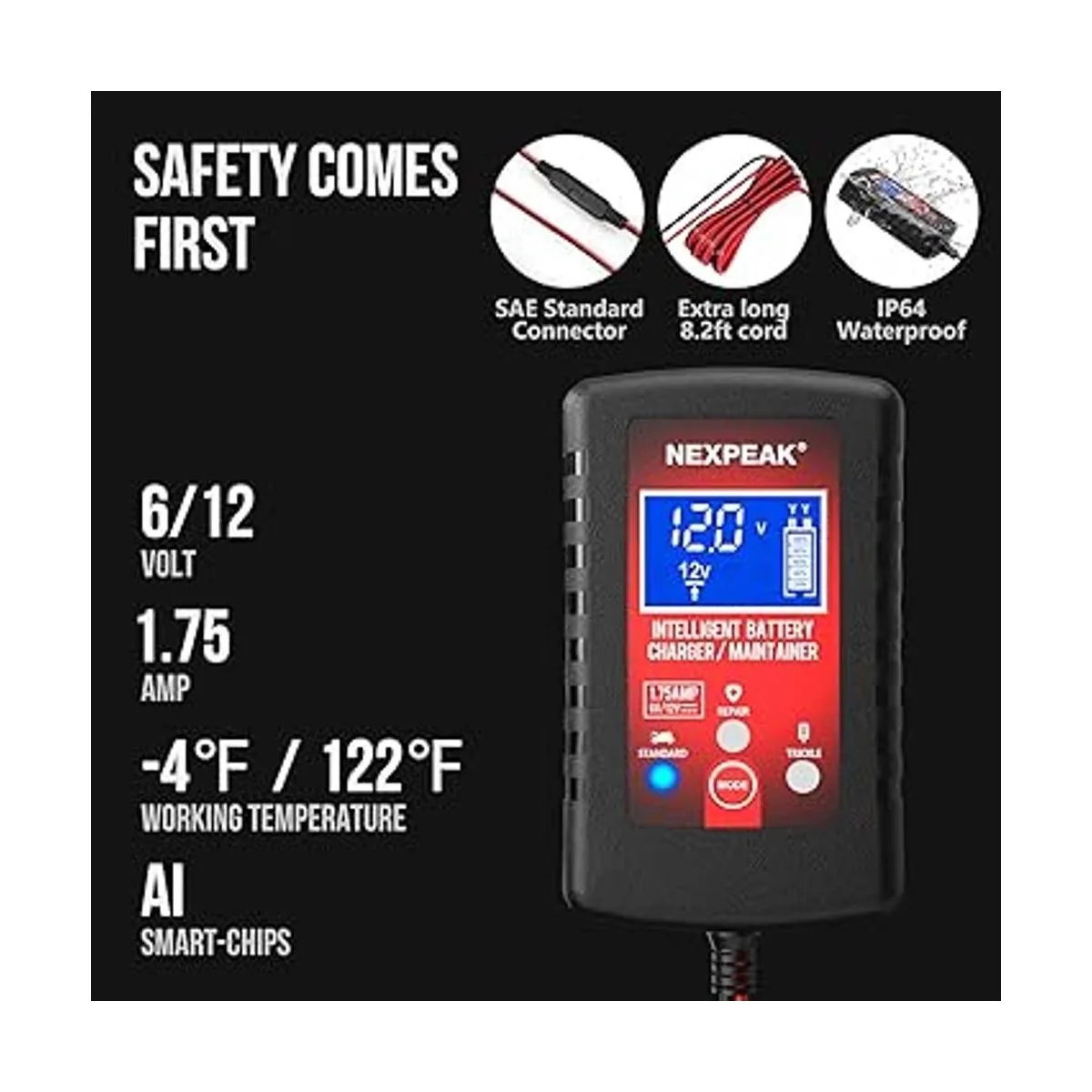 Cargador de batería de coche de 1.75 amperios cargador de_4