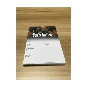 Juego de 25 invitaciones de globos negros y dorados con_3