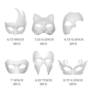 16 máscaras blancas para mascarada de papel pintable_2