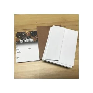 Juego de 25 invitaciones de globos negros y dorados con_5