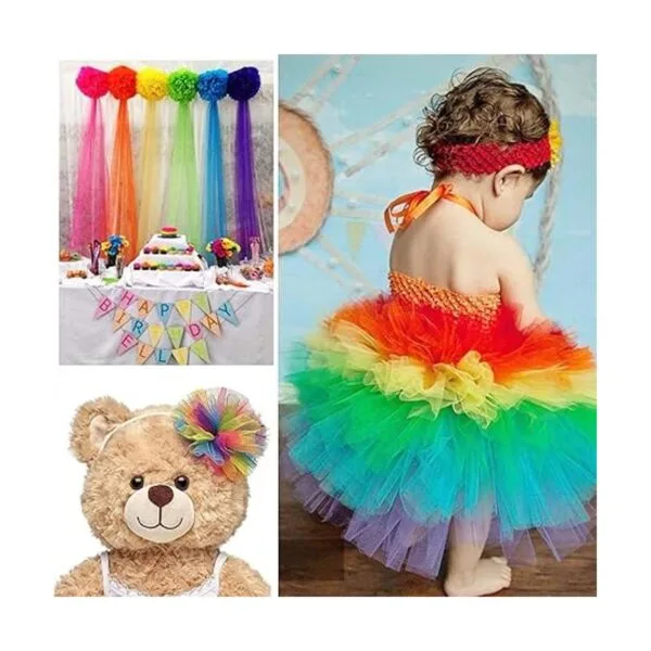 Allazone Rollo de cinta de tela de tul de 6 colores_5