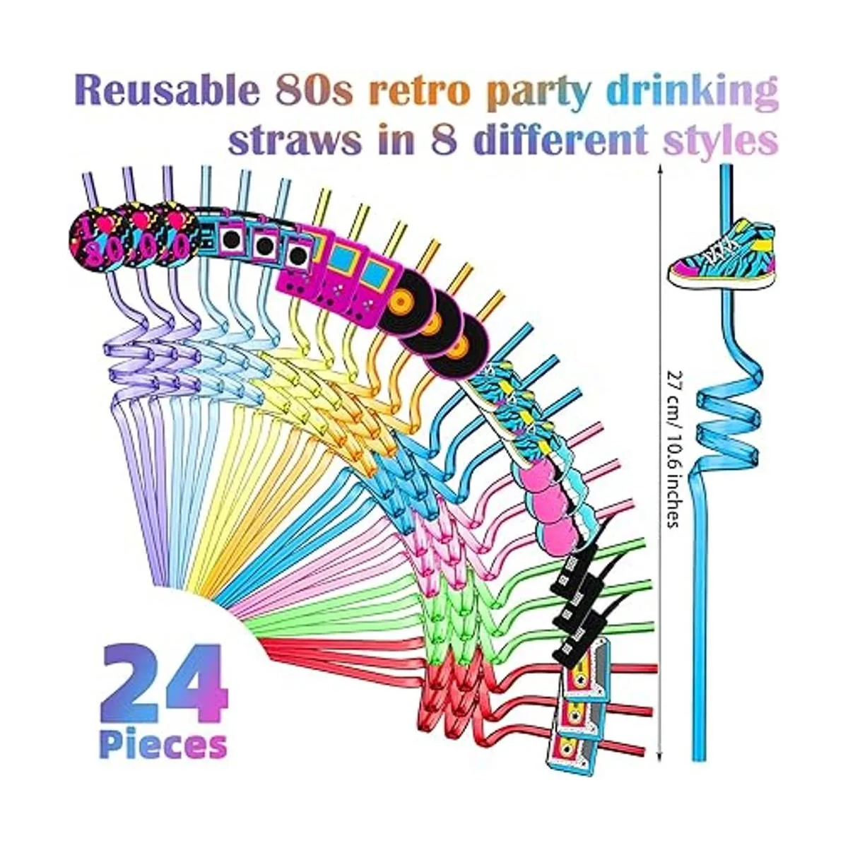 24 pajitas retro para decoración de fiestas de los años 80_2