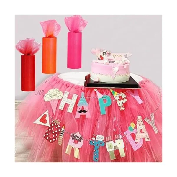 Allazone Rollo de cinta de tela de tul de 6 colores_4