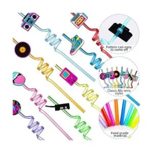 24 pajitas retro para decoración de fiestas de los años 80_3