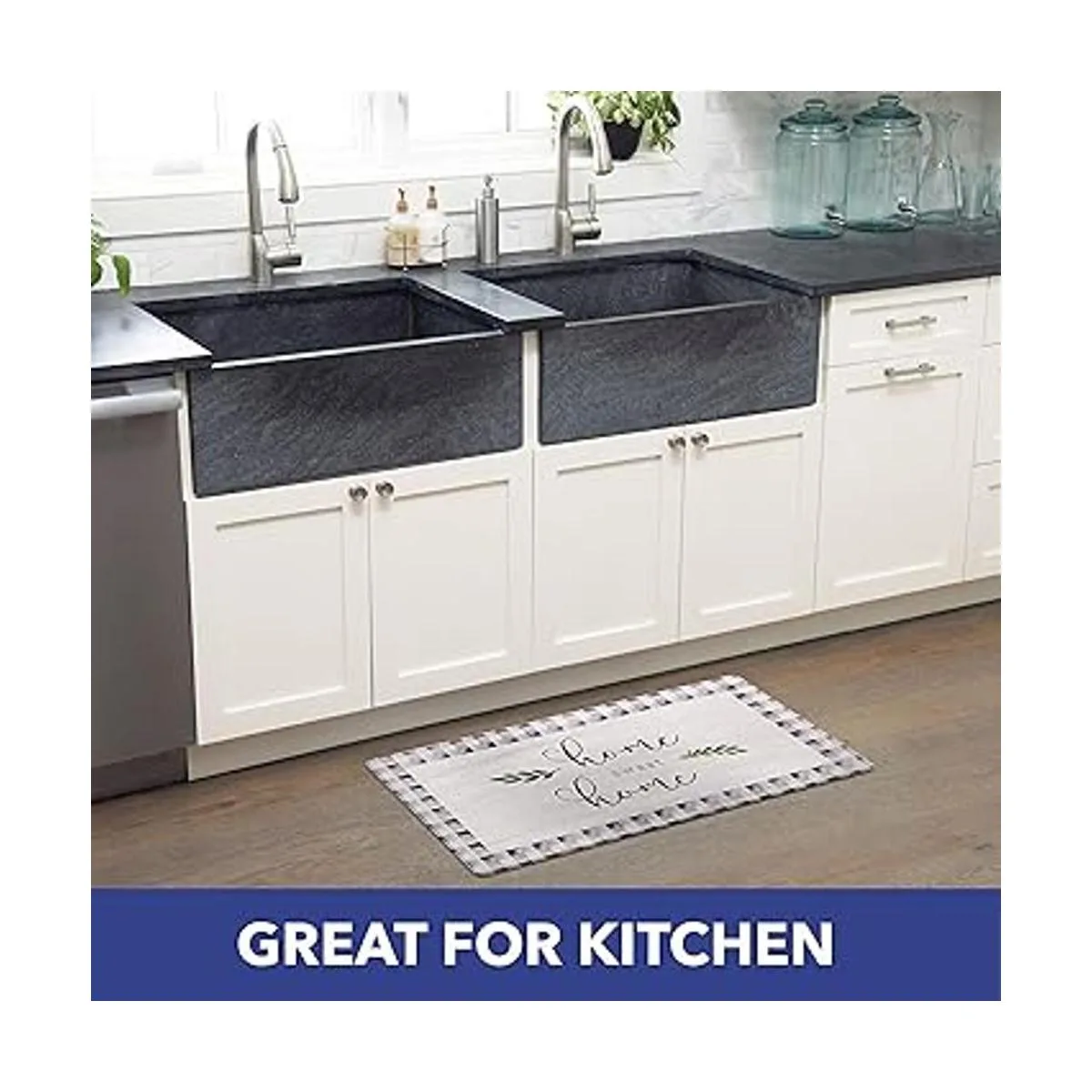 Tapete CozyLiving de cuadros blancos y negros_4