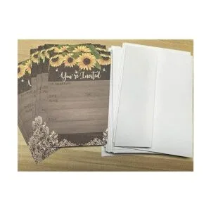 25 invitaciones de girasol madera rústica y encaje con 25_3