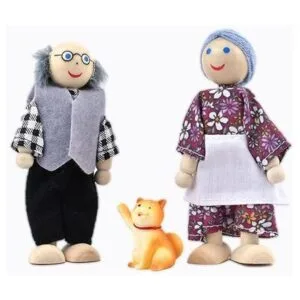 Casa de muñecas de madera 2 a 4 pulgadas con 2 mascotas_2