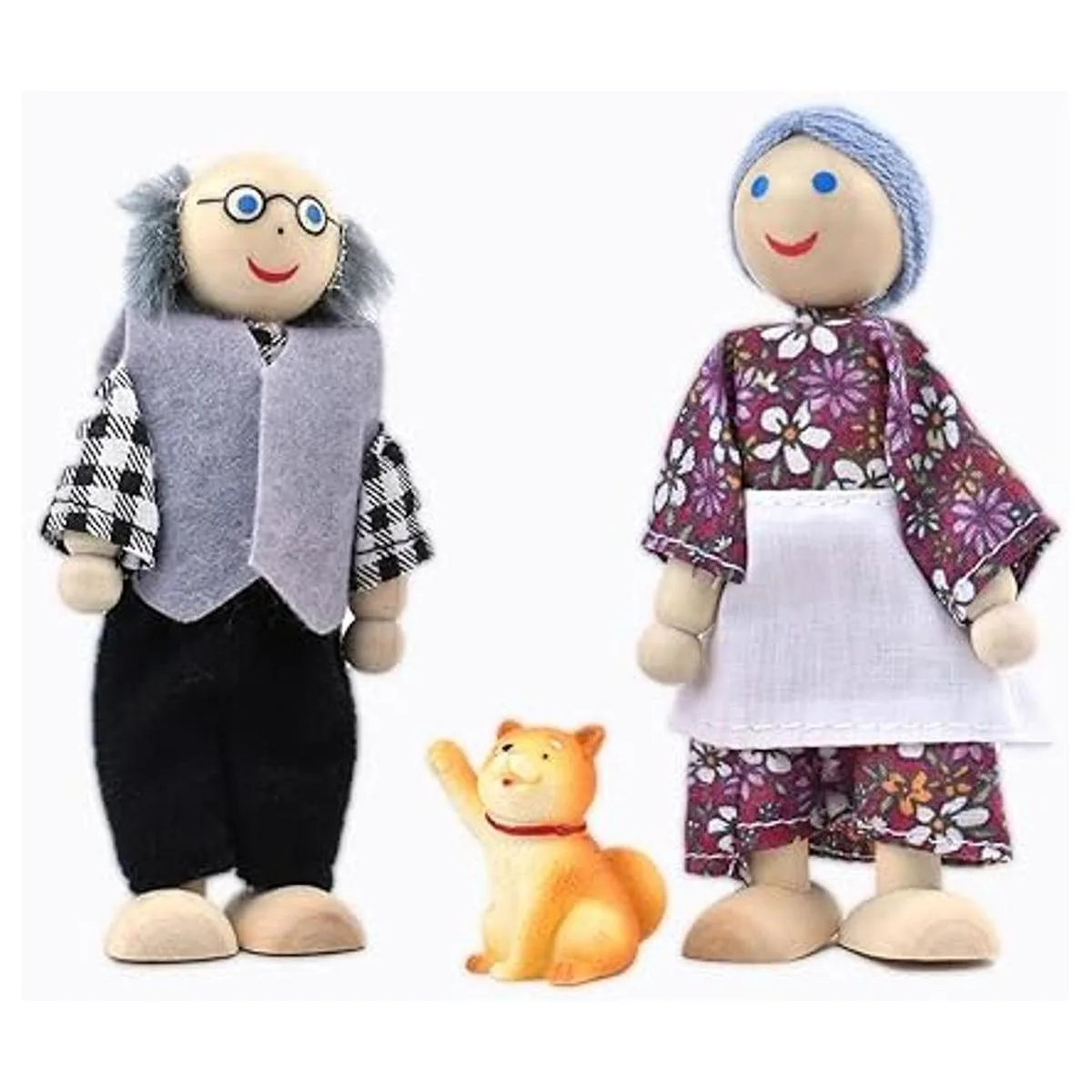 Casa de muñecas de madera 2 a 4 pulgadas con 2 mascotas_2