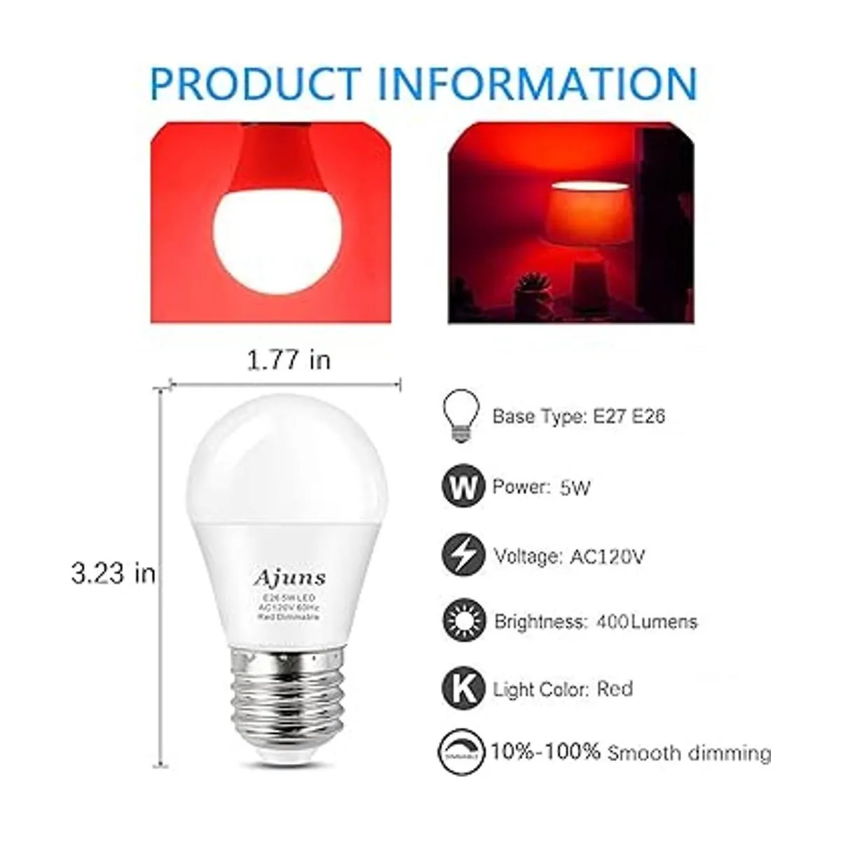 Bombilla LED roja regulable equivalente a 40 W bombillas_4
