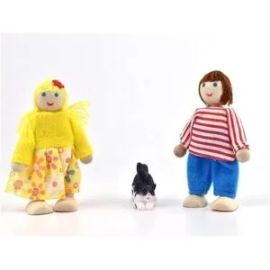 Casa de muñecas de madera 2 a 4 pulgadas con 2 mascotas_3
