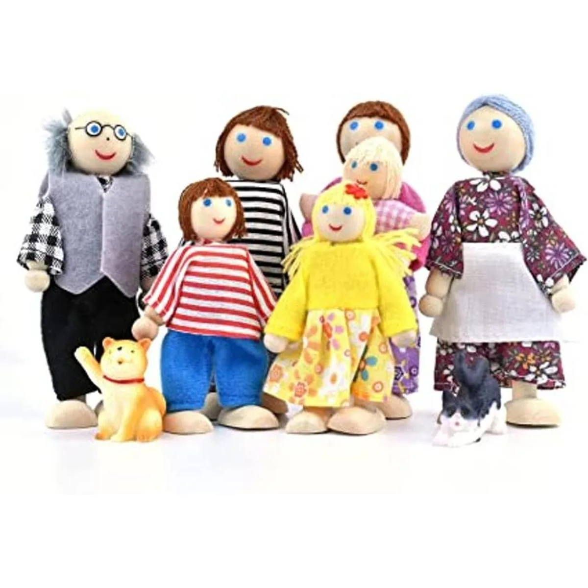 Casa de muñecas de madera 2 a 4 pulgadas con 2 mascotas_1