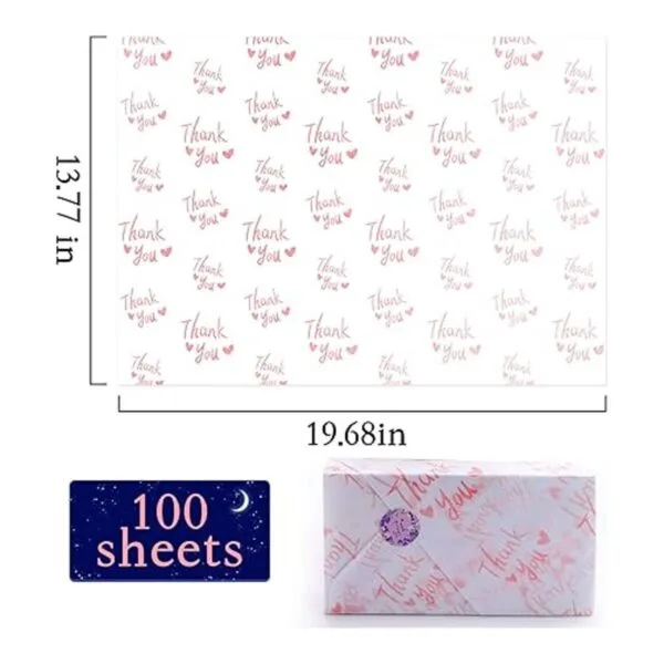 100 hojas de papel de seda de agradecimiento color blanco_4