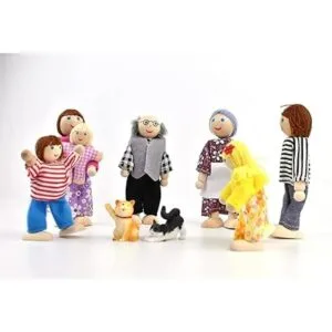 Casa de muñecas de madera 2 a 4 pulgadas con 2 mascotas_5