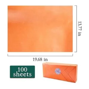 100 hojas de papel de seda naranja metálico a granel 20 x_4