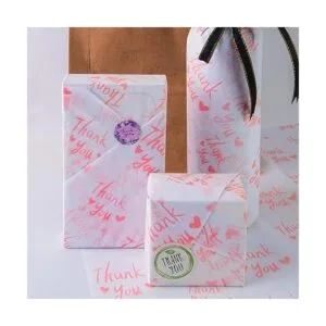 100 hojas de papel de seda de agradecimiento color blanco_5
