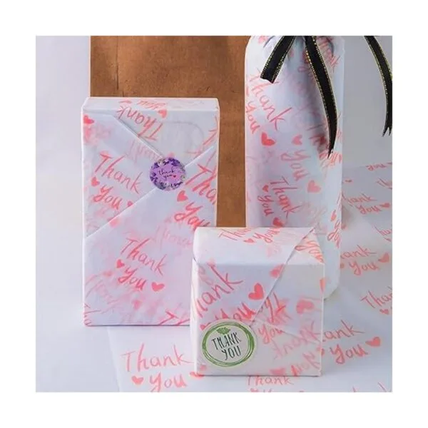 100 hojas de papel de seda de agradecimiento color blanco_5