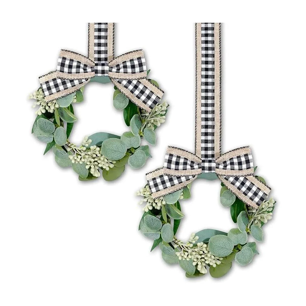 2 coronas de Navidad de 9 pulgadas para puerta delantera_1