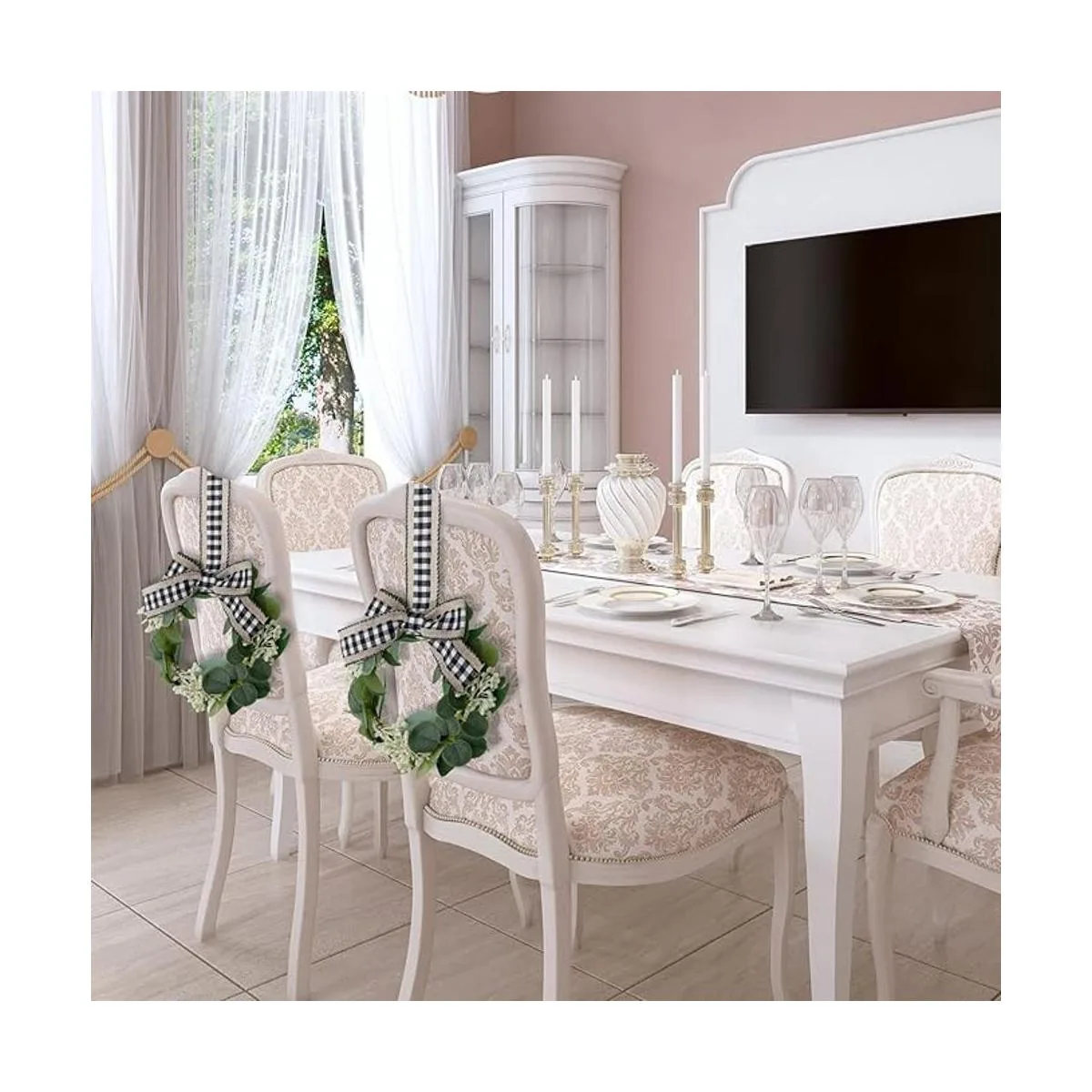 2 coronas de Navidad de 9 pulgadas para puerta delantera_2