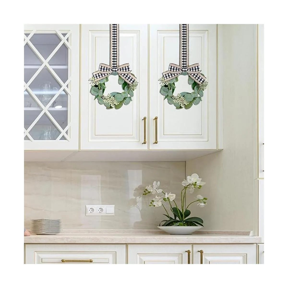 2 coronas de Navidad de 9 pulgadas para puerta delantera_4