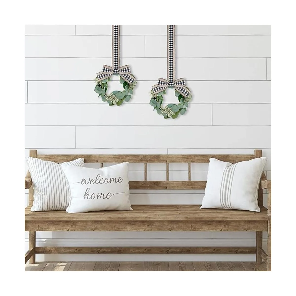 2 coronas de Navidad de 9 pulgadas para puerta delantera_5