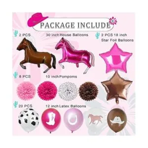 Decoración de fiesta de cumpleaños rosa vaquera_3