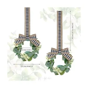 2 coronas de Navidad de 9 pulgadas para puerta delantera_3