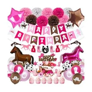 Decoración de fiesta de cumpleaños rosa vaquera_1