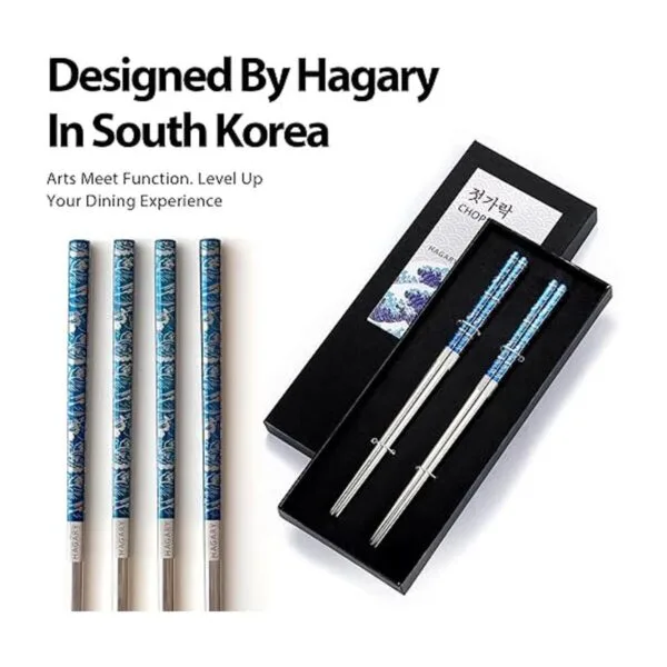 Hagary Palillos Blue Wave 2 pares de palillos de metal_5