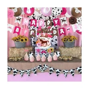 Decoración de fiesta de cumpleaños rosa vaquera_4