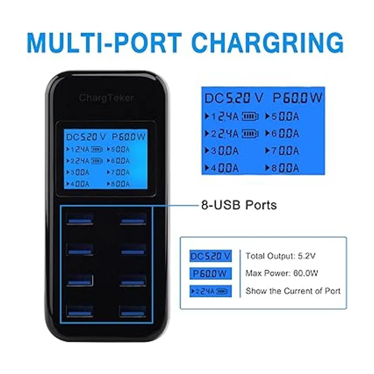 Estación de carga USB concentrador de carga USB de 60 W y_3