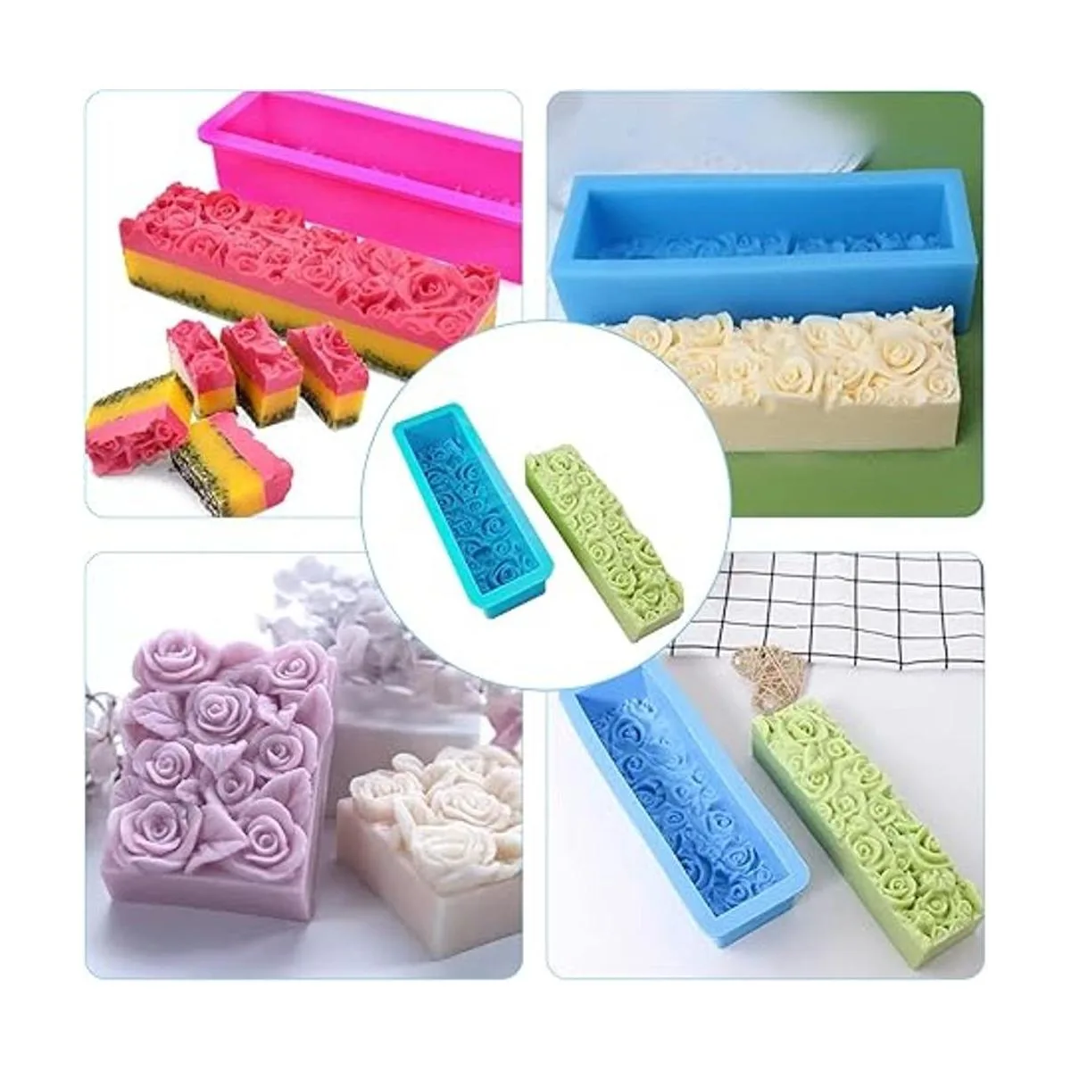 PH PandaHall Molde de pan de rosa moldes de jabón de_2