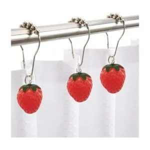 Decorative Strawberry Shower Curtain Hooks for Bathroom_4