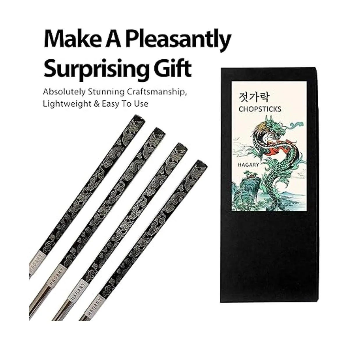 Hagary Dragon Palillos de metal reutilizables diseñados_4