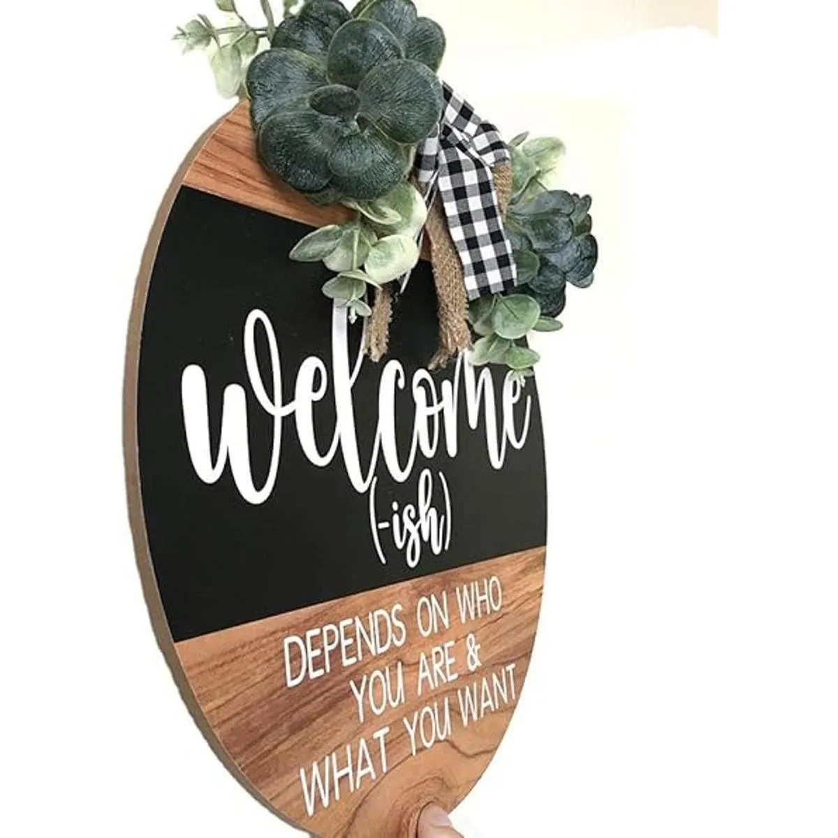 Letrero de bienvenida para decoración de puertas coronas_5
