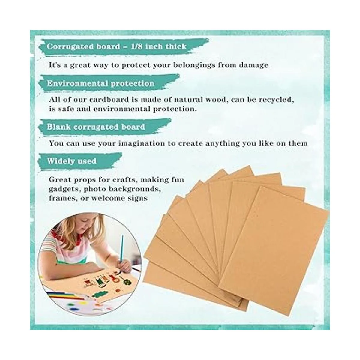 Zonon Paquete de 50 hojas de cartón corrugado marrón_3