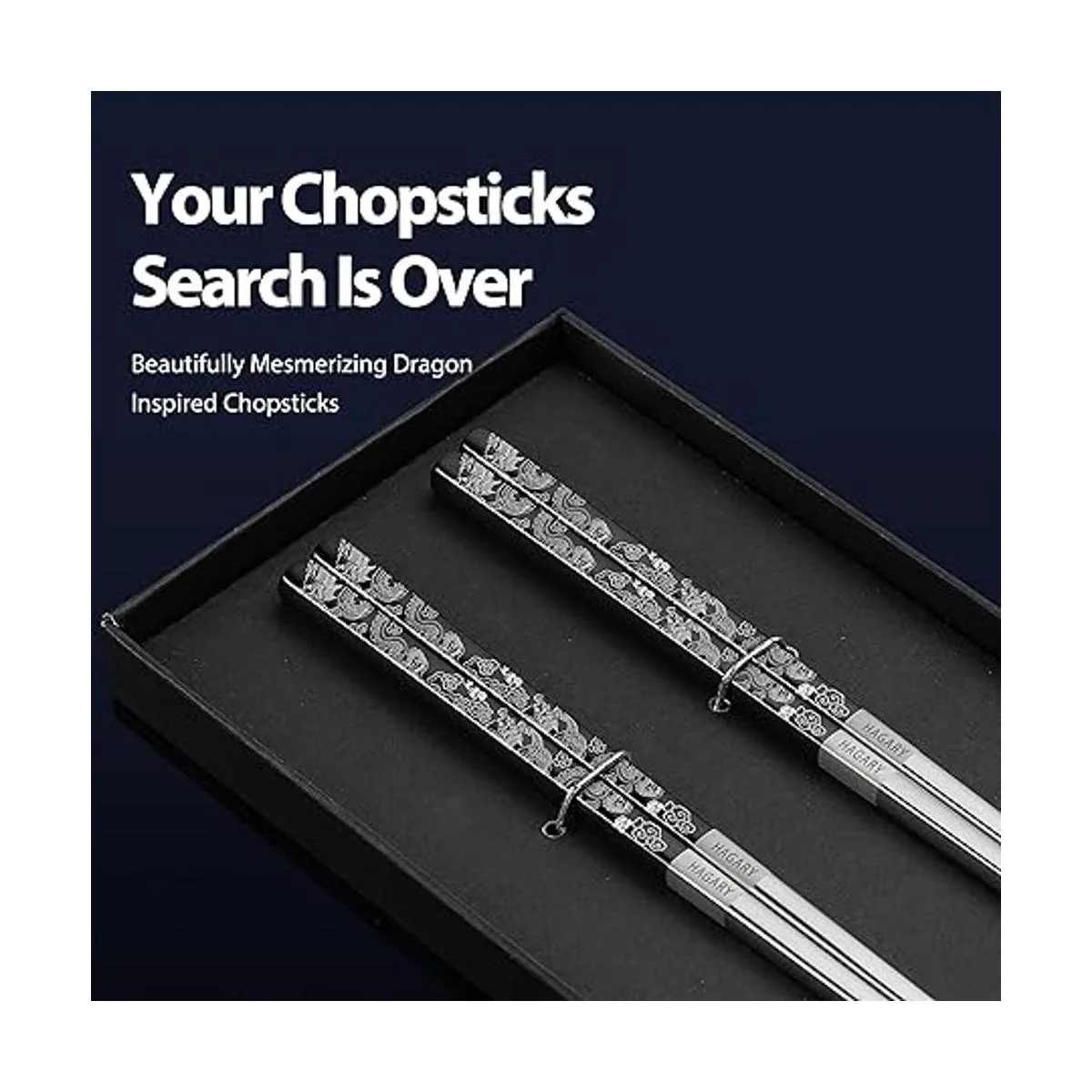 Hagary Dragon Palillos de metal reutilizables diseñados_2