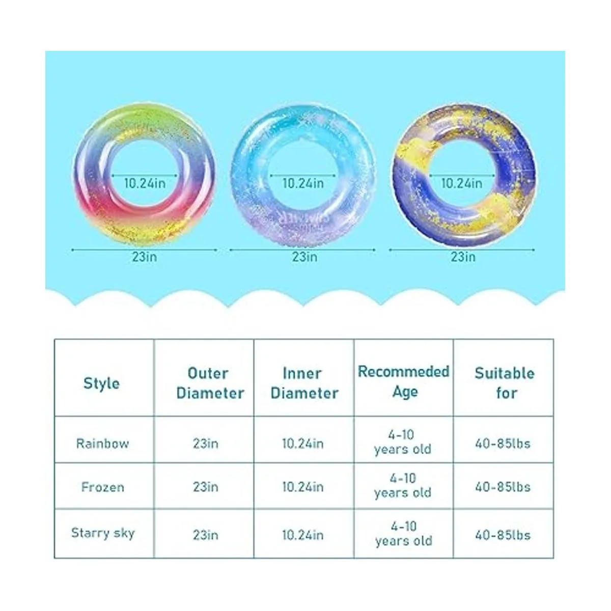 Flotadores de piscina para niños paquete de 3 anillos de_2