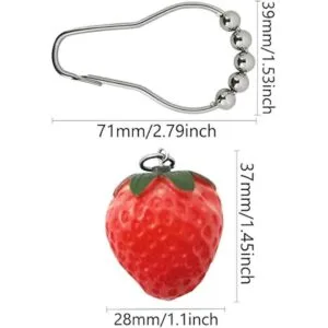 Decorative Strawberry Shower Curtain Hooks for Bathroom_2